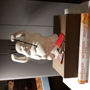 Chinese Buddha incense burner  7in tall ceramic